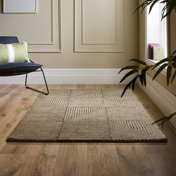 Geometric Dark Sand/Charcoal Rug-Origins-Rug Love - The Most Loved Rug Store